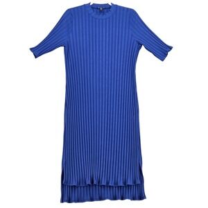 Eileen Fisher Woman Women 1X Half Sleeve Ribbed Dress Cobalt Blue Tencel Blend